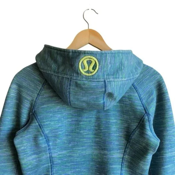 Lululemon Scuba Hoodie Size 6 Green Yellow Blue Stripes - Picture 6 of 11